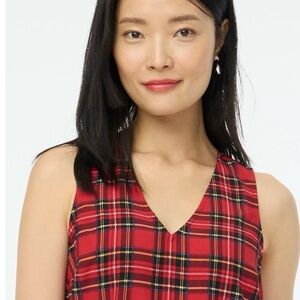 J. Crew Factory Red and Black Plaid Sleeveless Blouse